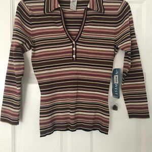 Knit rayon sweater V neck button down